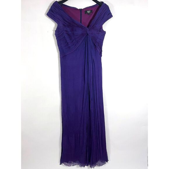 Tadashi Shoji Iridescent Purple Dress Maxi Silk Chiffon 12 Prom MOB Evening - Picture 1 of 14